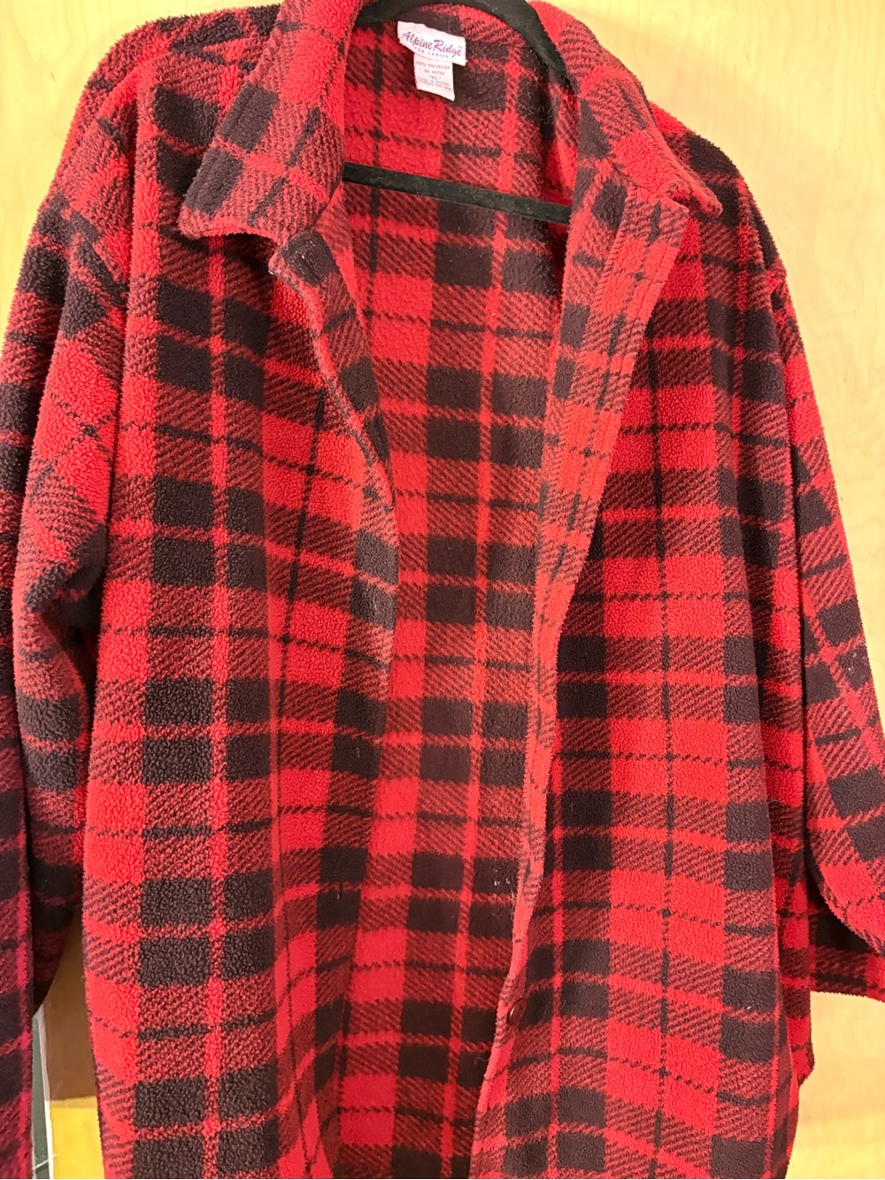 Red Plaid Fleece Coat - jacket